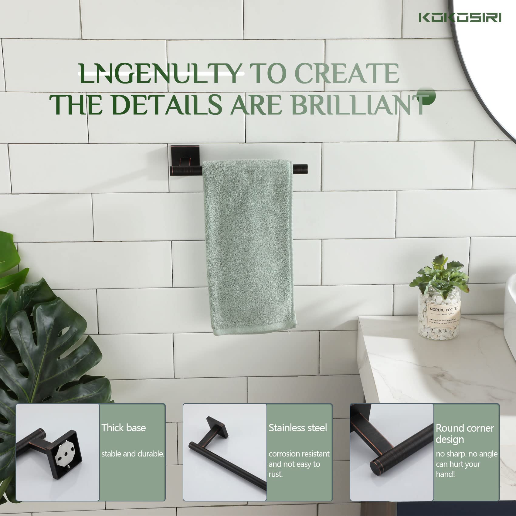 Kokosiri Bathroom Towel Bar Hand Towel Holders Wall Mount Toilet Kitchen Cabinet Paper Holder Stainless Steel Bath Accessories O